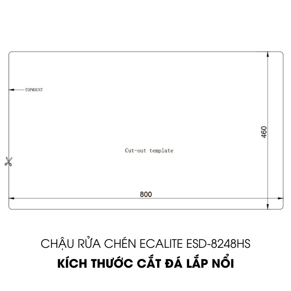 Chậu Rửa Chén Ecalite ESD-8248HS - Lắp Nổi -  Ngang 82cm - Inox 304 Cực Bền - Hàng Chính Hãng