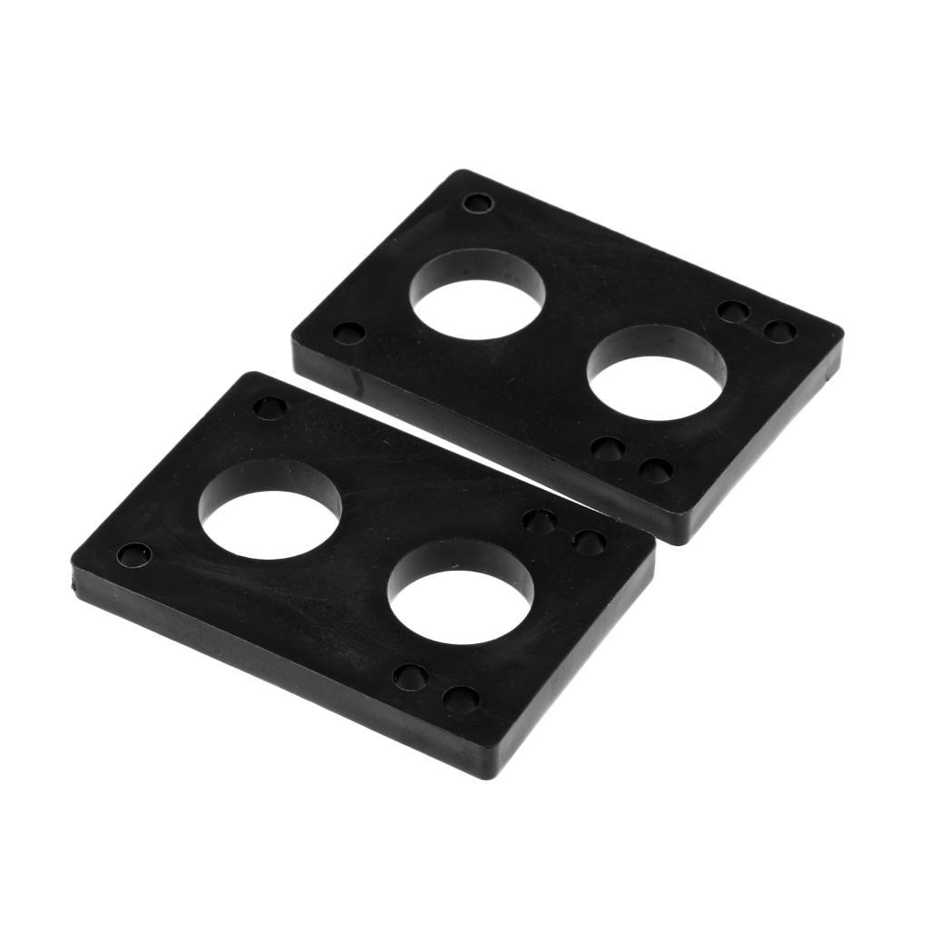 2x 1 Pair of Shockproof Pads for Longboard And Skateboard Riser in 6mm Black PE