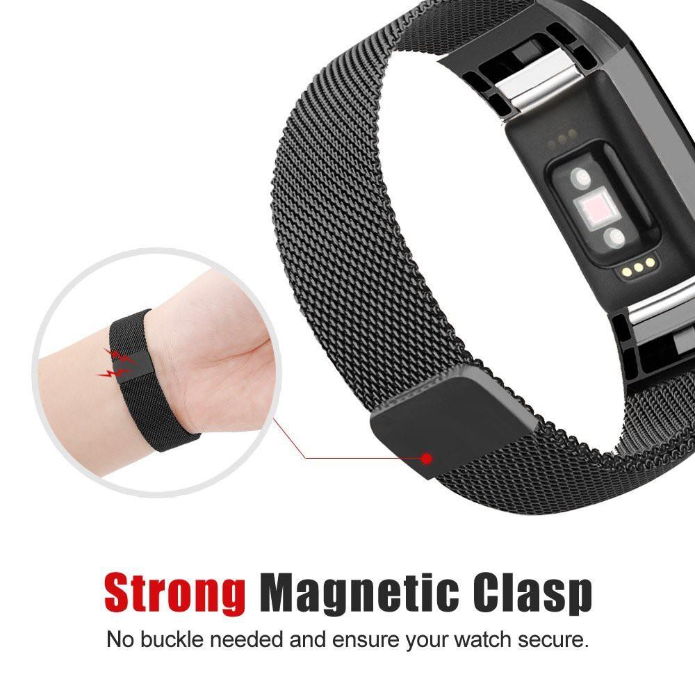 Dây đeo bằng thép không gỉ Milanese từ tính cho Fitbit Charge 2