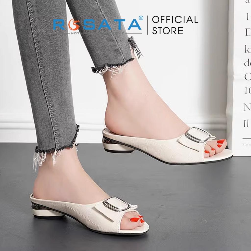 Dép sandal nữ ROSATA RO381 xỏ ngón vân cá sấu mũi tròn gót cao 2cm xuất xứ Việt Nam