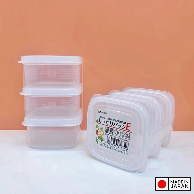 Set 03 hộp chia thức ăn dặm cho bé Nakaya Pack E 200ml - Hàng nội địa Nhật Bản nhập khẩu chính hãng