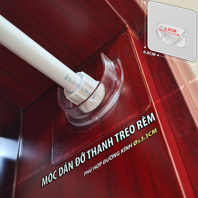 Móc Nửa Tròn Dán Tường Đỡ Thanh Ngang Treo Rèm Phòng Tắm Tủ Quần Áo Cố Định Giá Treo Đồ Đa Năng