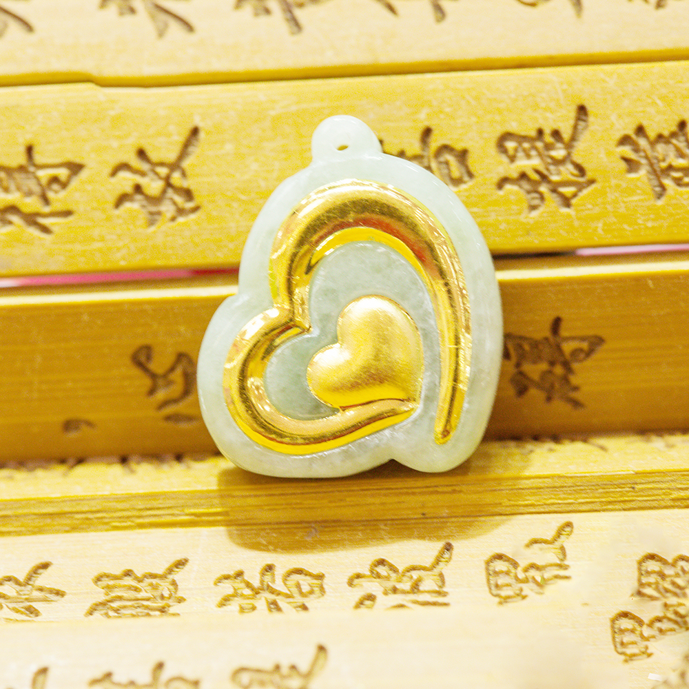 Mặt dây Phỉ Thúy dát vàng 24K Trái tim Ancarat
