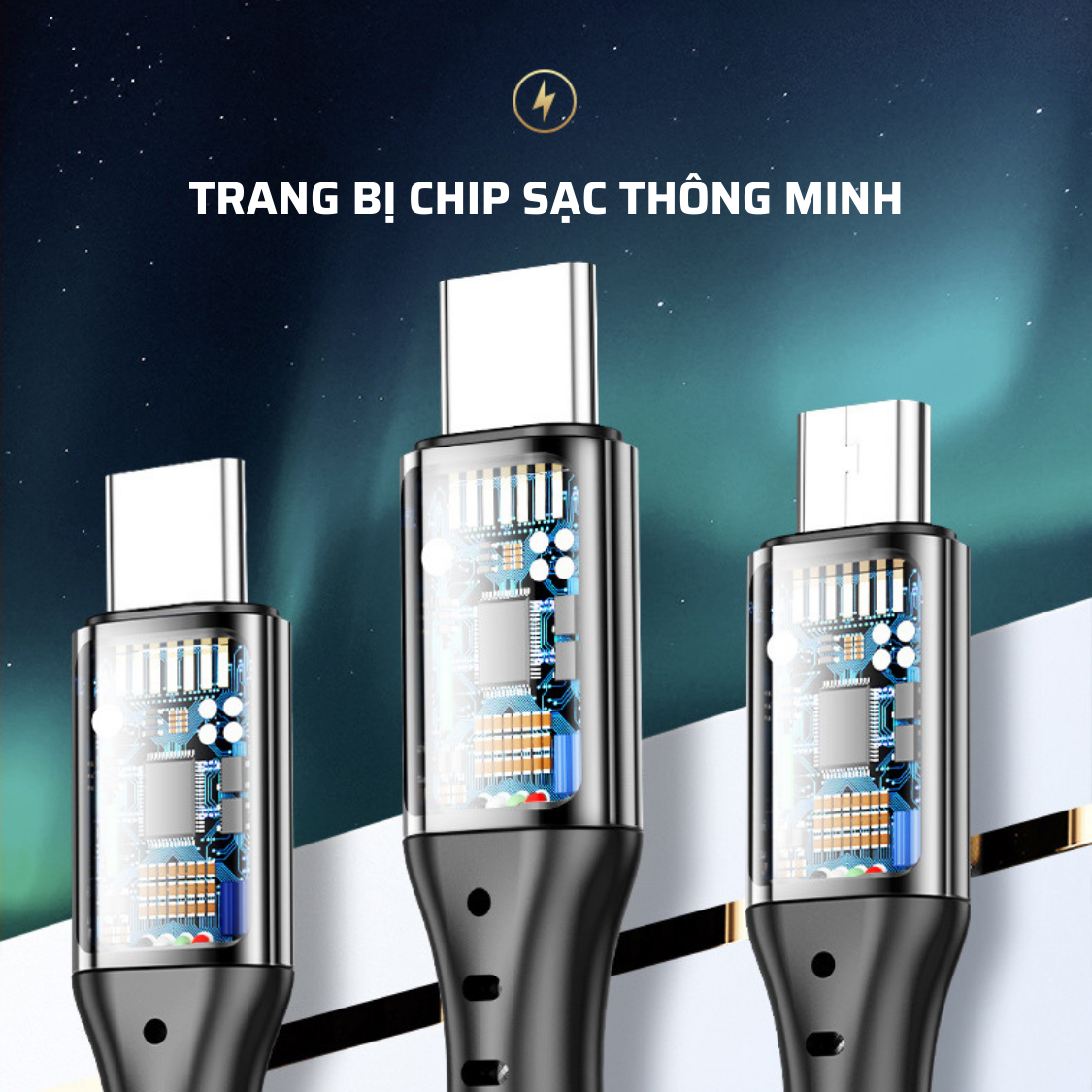 Cáp Sạc Nhanh 5A 66W 3 Trong 1 Chiều Dài 1,2m (3 in 1)  Dây Bọc Dù Siêu Bền Chống Đứt Gãy - Hàng Chính Hãng Tamayoko