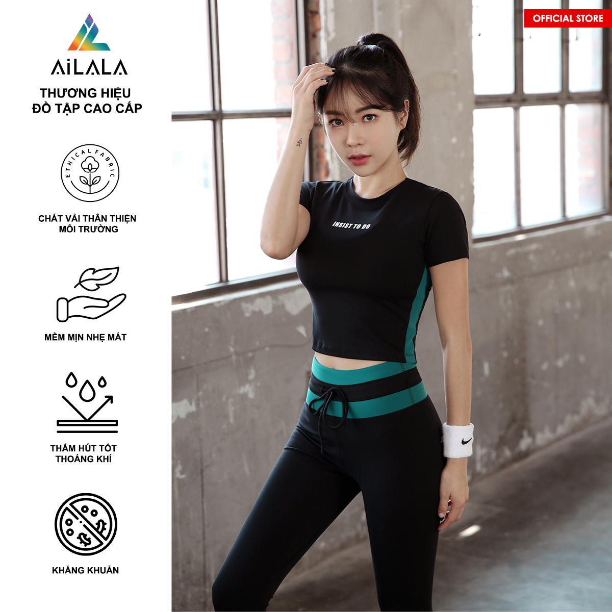 Bộ quần áo thể thao nữ AiLALA LUX28, Đồ tập Yoga Gym Pilates, chất vải Hi-tech cao cấp