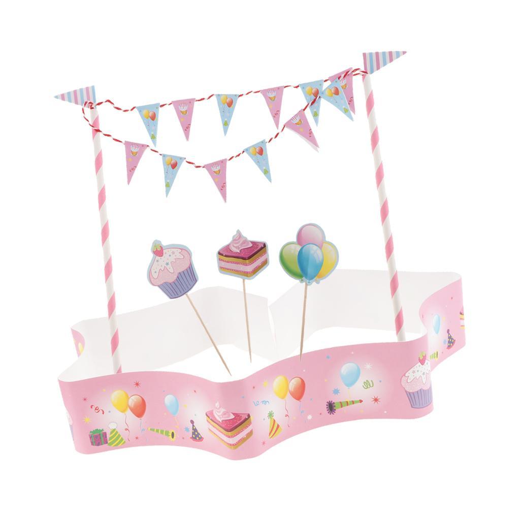 5 Pieces Lovely Balloon Cake Topper Cake Banner Cupcake Picks Cake Wrapper