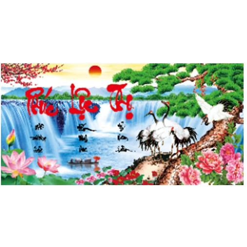 Tranh thêu chữ thập Phúc - Lộc - Thọ -X8074