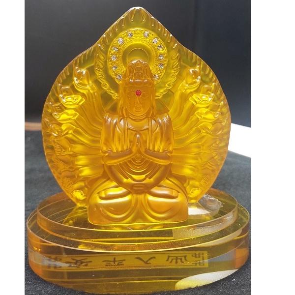 Tượng Quan Âm Lưu Ly Vàng 2 mặt - Trang Trí TapLo Ô Tô