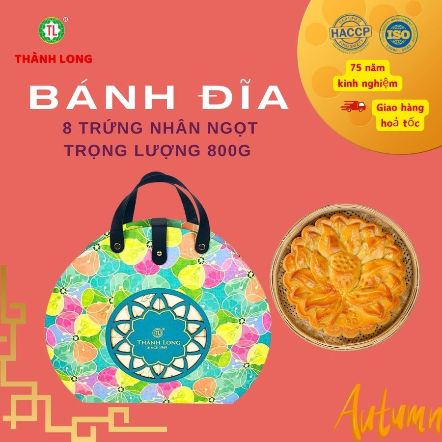 BÁNH TRUNG THU MẶT TRĂNG 002: HẠT SEN MACCA - KHOAI MÔN HẠNH NHÂN 8 TRỨNG 800G ( 2 LOẠI NHÂN TRONG CÙNG 1 BÁNH) - VIỆT NAM