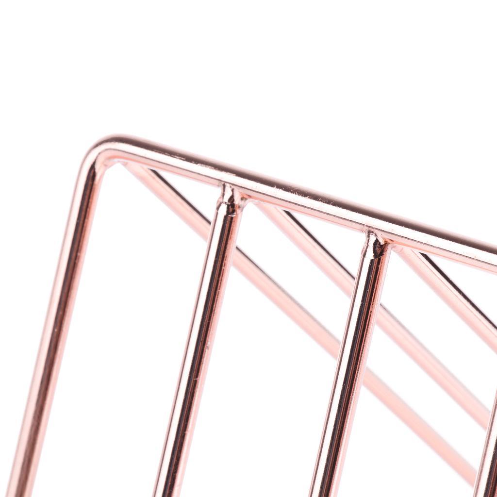 Chic Rose Gold Metal Bookshelf Magazine Book Stand Rack Holder, Desktop Organizer