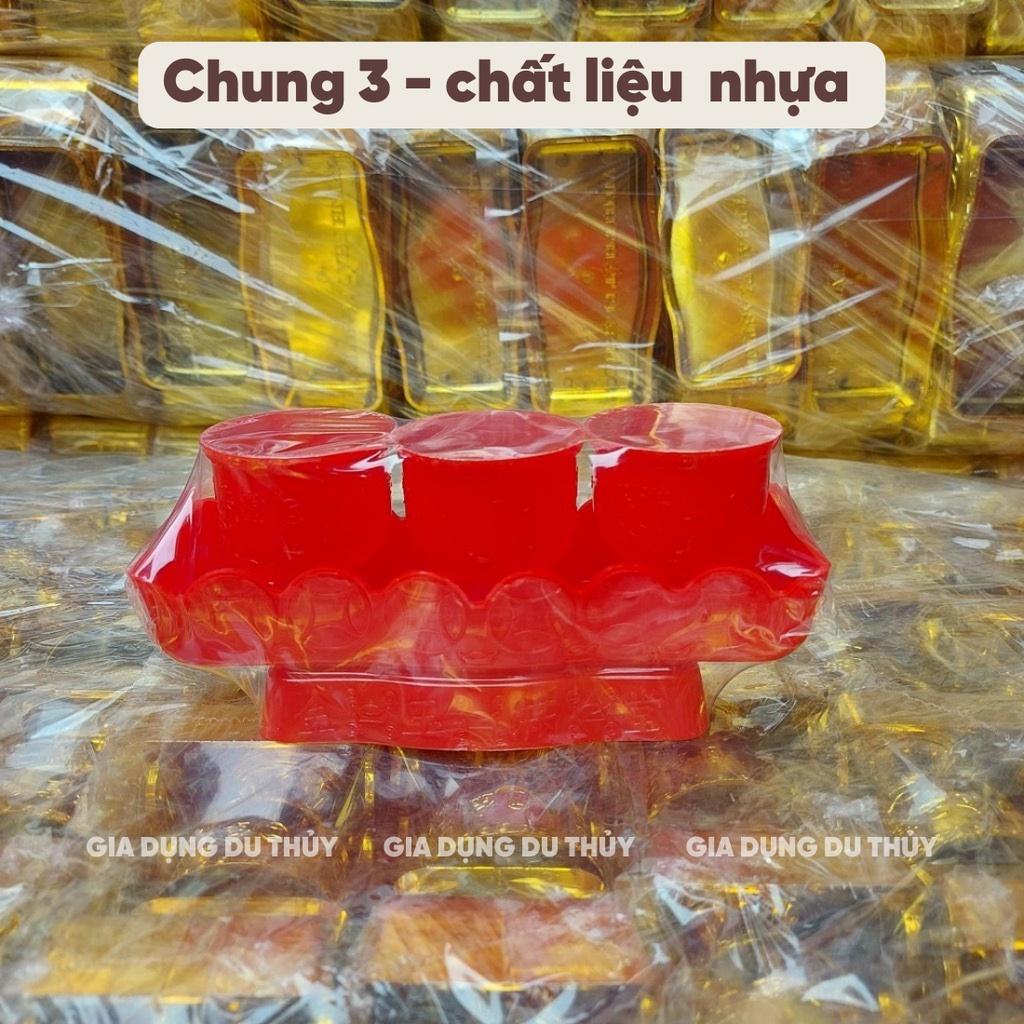 Chung nước cúng bàn thờ màu đỏ, màu vàng, loại 3 ly và 5 ly của gia dụng Du Thủy