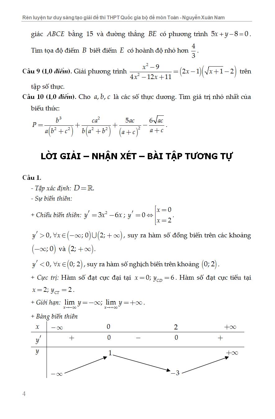 RÈN LUYỆN TƯ DUY SÁNG TẠO GIẢI ĐỀ THI THPT QUỐC GIA BỘ ĐỀ MÔN TOÁN PHƯƠNG PHÁP TỰ LUẬN_KV