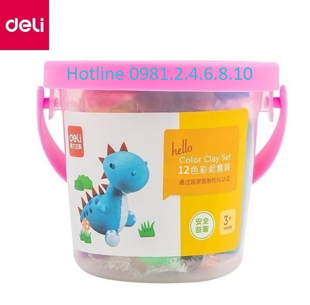 Đất nặn an toàn 12 màu + 3 khuân - Deli 7022