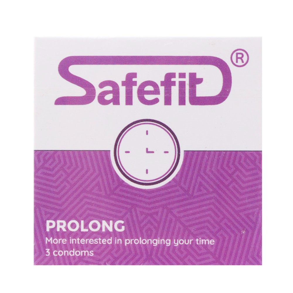 Bao cao su SafeFit Prolong Kéo dài thời gian Hộp 3 cái