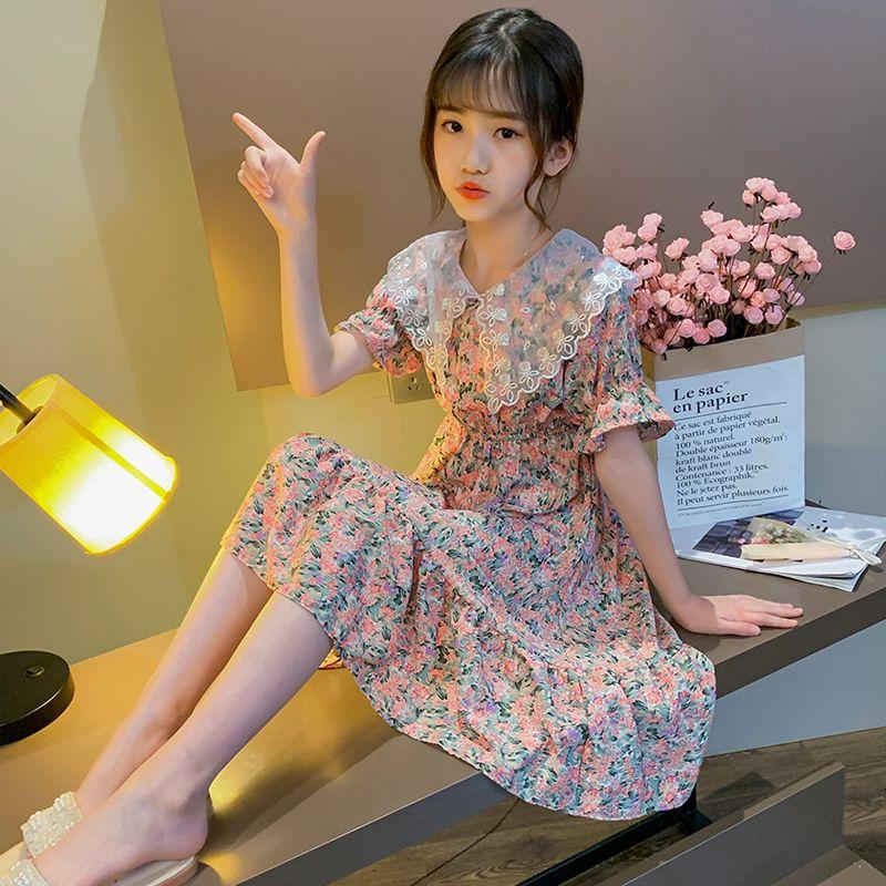 DONGSHOP HOT Cô gái ăn mặc mùa hè trang phục mùa hè 2022 tây váy công chúa cô gái hoa đầm đầm chiffon váy mùa hè