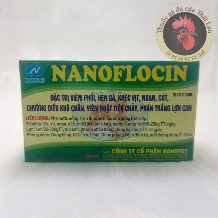 COMBO 3 LỌ - NANOFLOCIN (viêm phổi , hen gà , khẹc vịt , ngan , cút , chướng diều khô chân , tiêu chảy) mỏi lọ / 10 ml