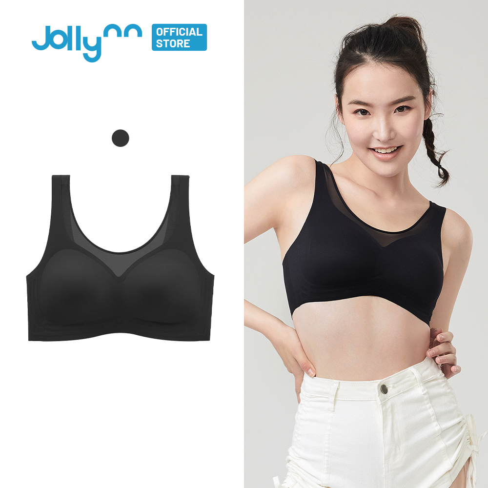 Áo ngực thể thao Jollynn Cheer V Sport Bra không gọng, vừa vặn, cổ chữ V, thông gió tốt, màu trơn