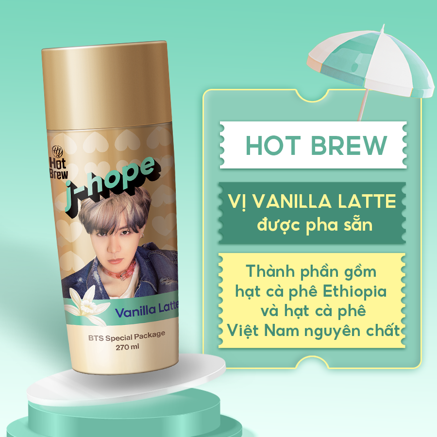 [Combo 7 chai] Cà phê Hot Brew vị Vanilla Latte Coffee phiên bản BTS - Cafe uống ngay chai 270ml