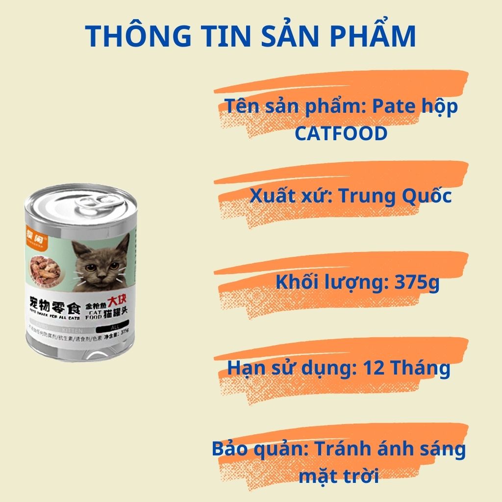 PATE hộp cho mèo CAT FOOD vị cá ngừ, hộp lớn 375g