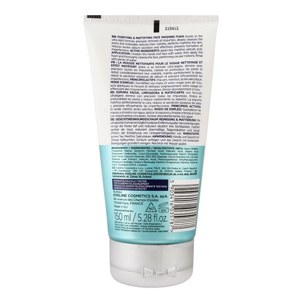 Sữa rửa mặt nam Eveline Men X-treme sạch sâu, kiềm dầu 150ML