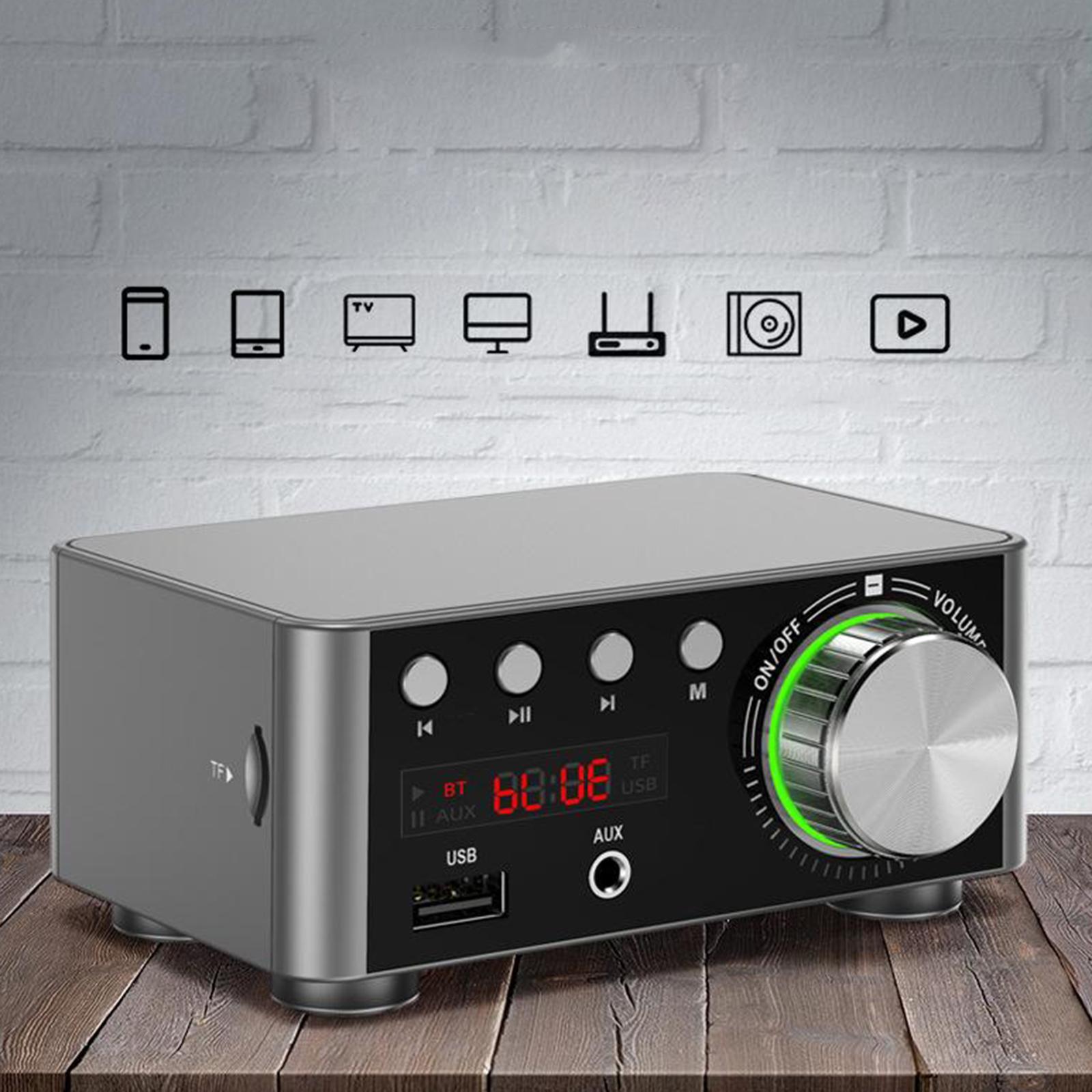 Powerful Mini 100W Bluetooth 5.0 Power Amplifier Hi 2.0 Channel black