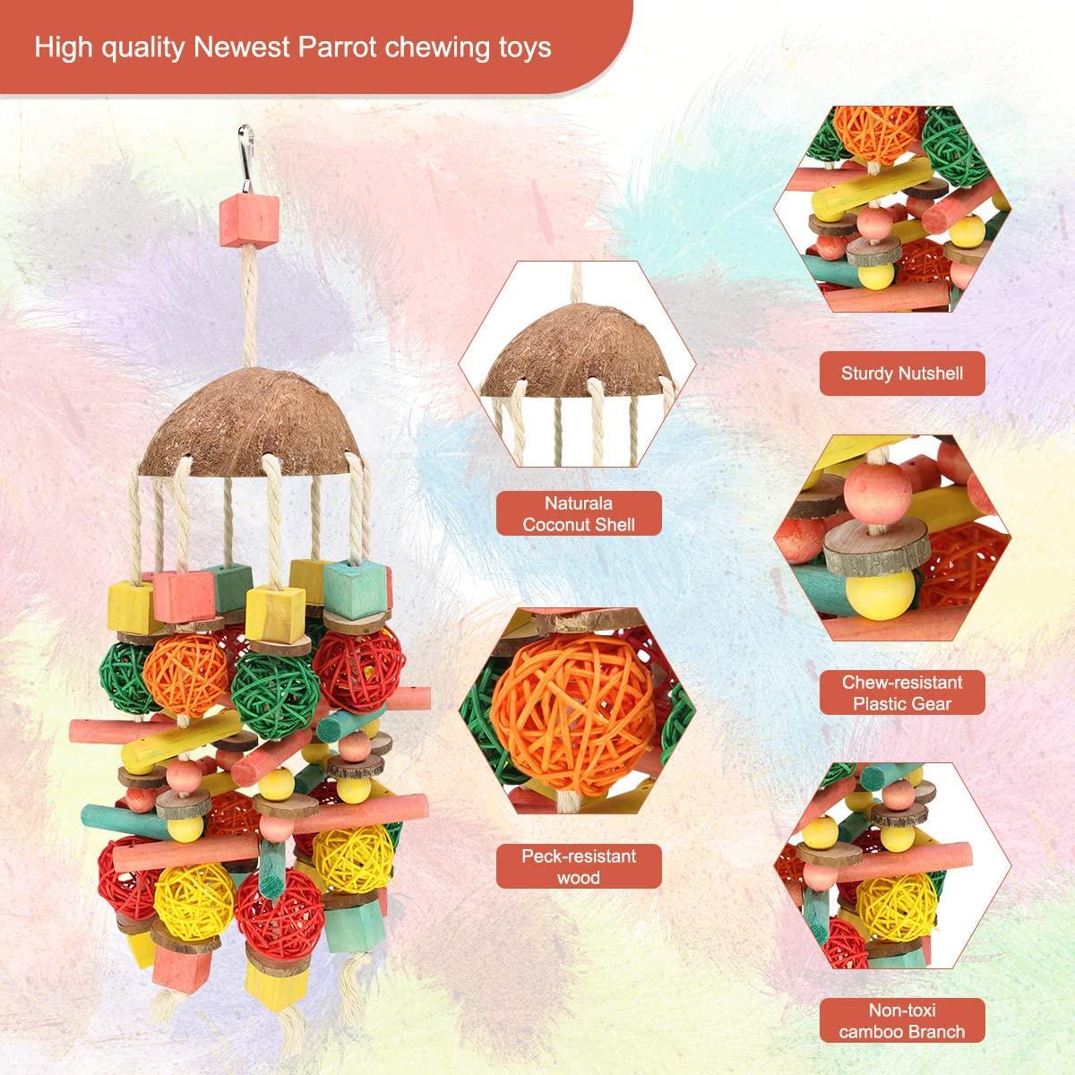 Gà vẹt, đồ chơi thiên nhiên lớn bằng gỗ, đồ chơi cho chim nhai, đồ chơi cho vẹt lớn, Châu Phi, vẹt xám