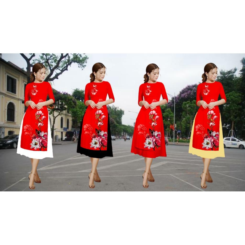 Áo dài cách tân lụa in 3D