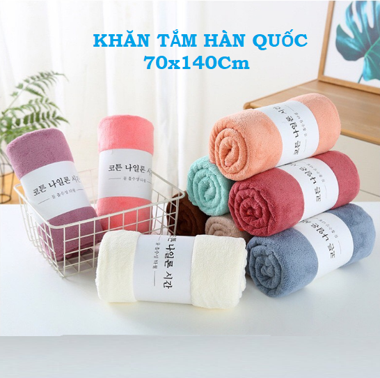 Khăn tắm lông cừu hàn quốc cao cấp 70x140 cm chất bông siêu mềm mịn thấm nước cực nhanh GD389-KhanHQ-Ktam (giao màu ngẫu nhiên)