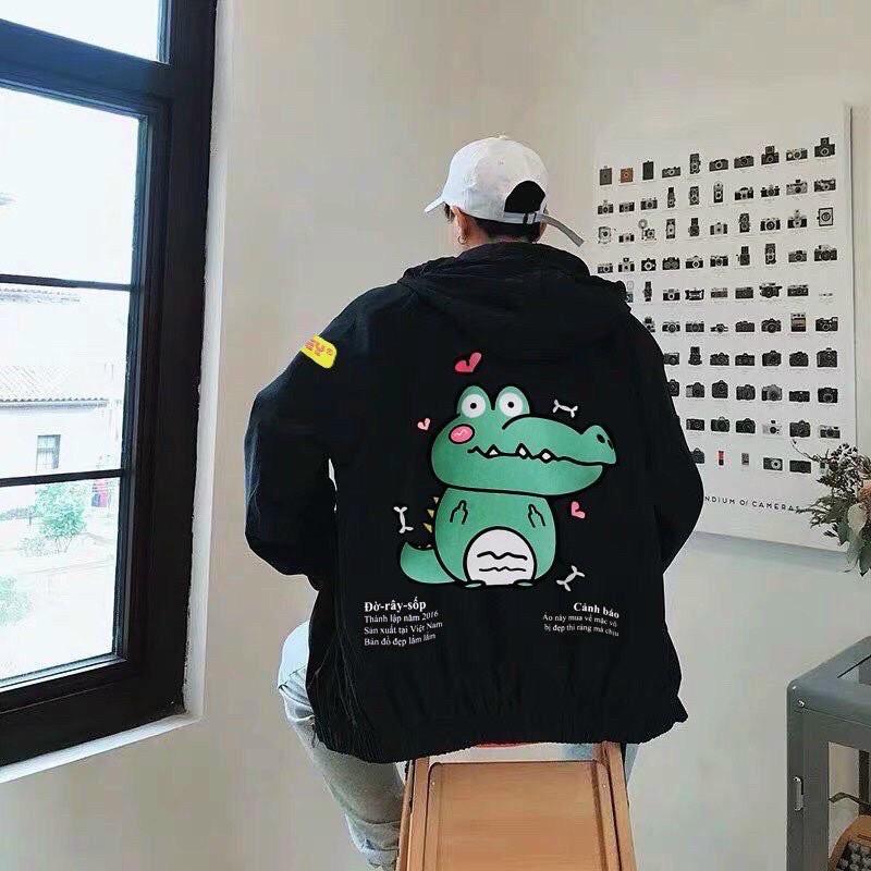 Áo Khoác Dù Unisex Form Rộng Nam Nữ Bé CÁ SẤU Degry MÀU Black, ÁO KHOÁC HÀN QUỐC FORM RỘNG RẺ ĐẸP THỜI TRANG