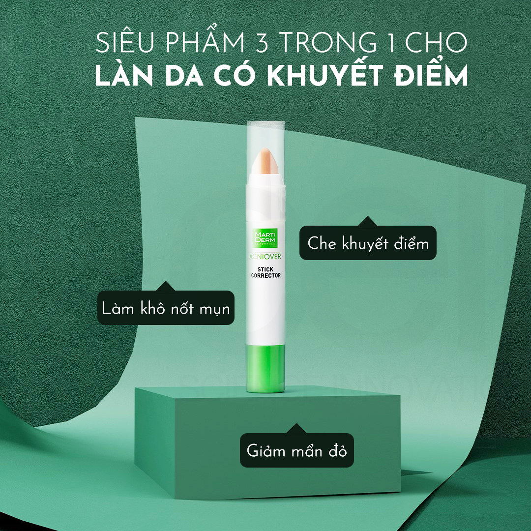 Bút che khuyết điểm &amp; làm giảm mụn - MartiDerm Acniover Cover Stick Corrector (15ml)