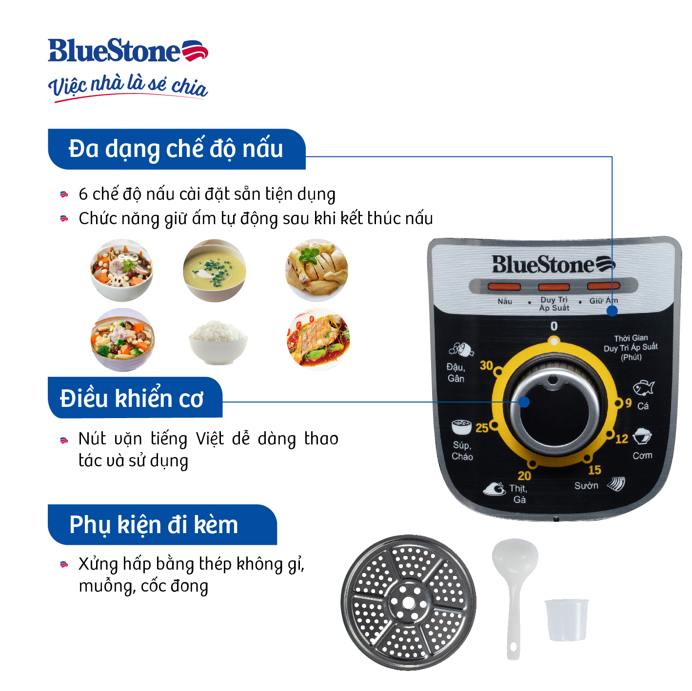 Nồi Áp Suất Bluestone PCB-5639 (6 Lít) - Hàng chính hãng