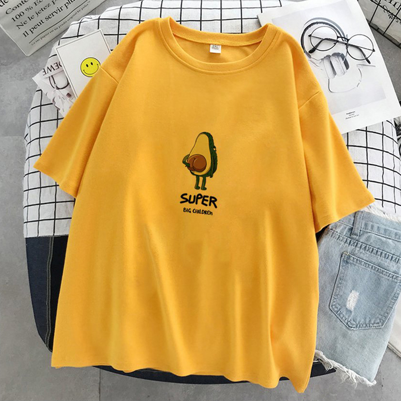 Áo Thun Nữ Unisex Tay Lỡ In Trái Bơ SUPER Siêu Cute