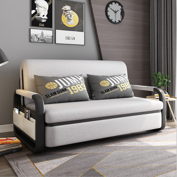 Giường Sofa Gấp Gọn Thành Ghế Sofa. KT 1m30 x 1m90. Sofa Giường Thông Minh Khung Thép Chịu Lực Sơn Tĩnh Điện.Giường Ngủ Đa Năng Gấp Gọn