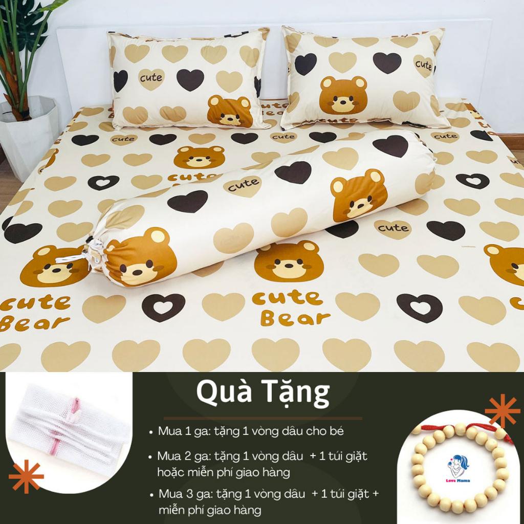 Ga chống thấm Cotton cao cấp gấu bear cute không sột soạt, không nóng, thoáng mát