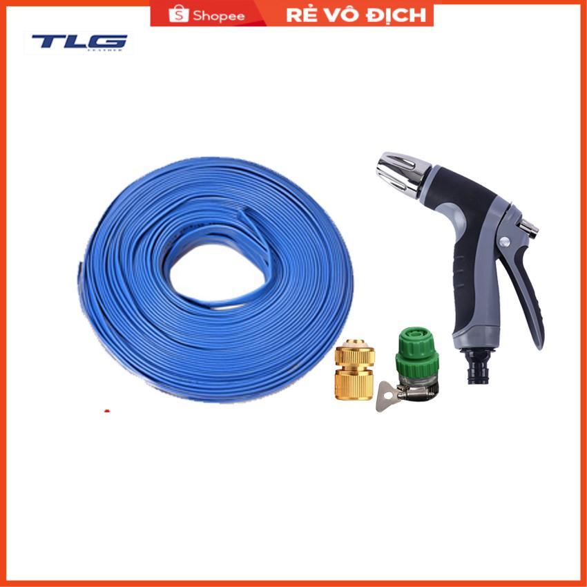 Bộ dây vòi xịt nước rửa xe,tưới cây tăng áp 3 lần 7-10m(cút đồng nối nhựa xanh) 206817