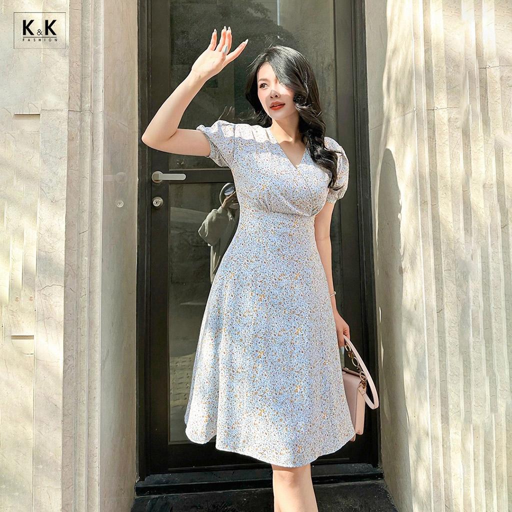 Đầm Hoa Nhí Nhấn Eo Cao K&amp;K Fashion KK115-25 Chất Liệu Lụa Sophia