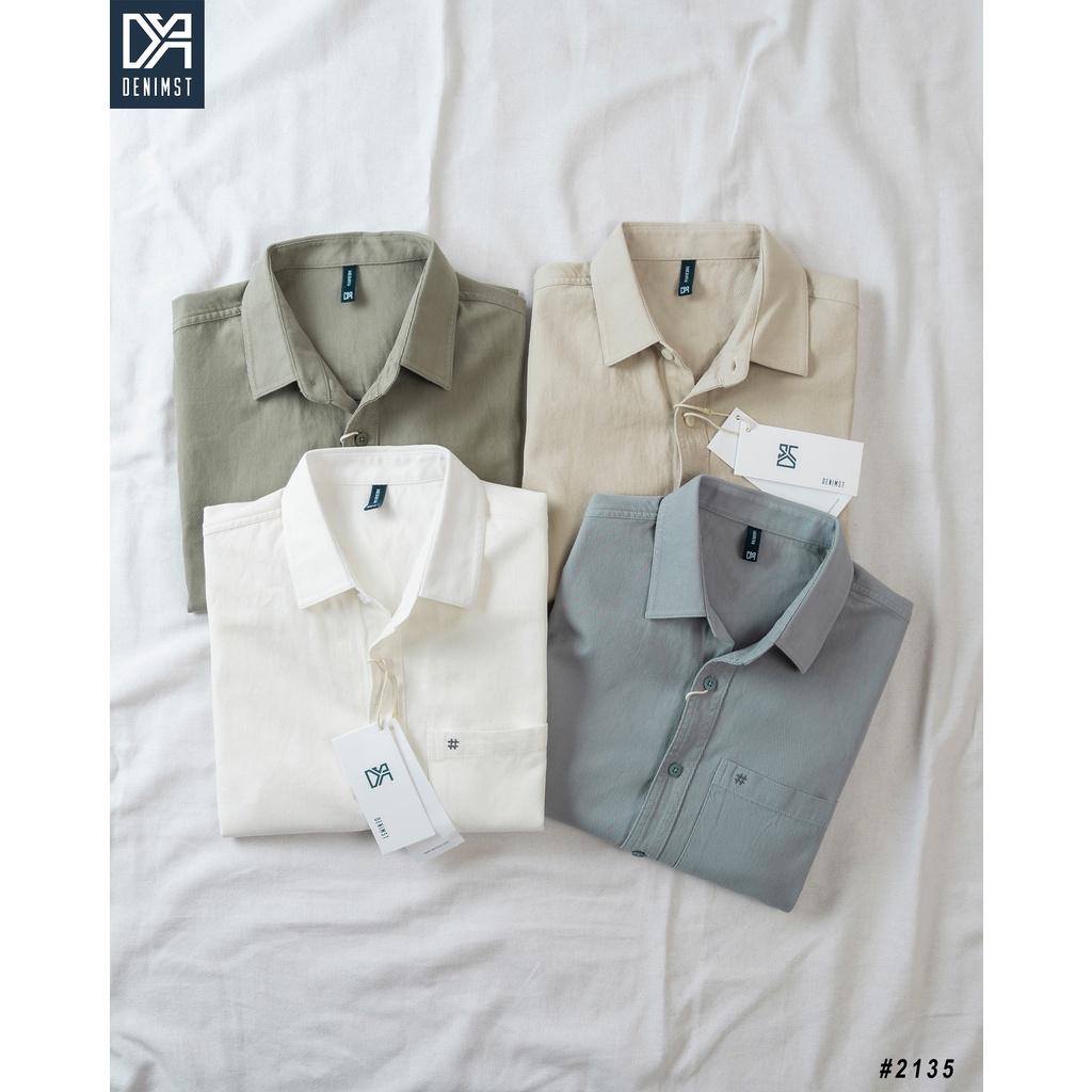 Áo sơ mi nam cotton kaki cao cấp Hashtag DENIMST, Áo sơ mi dài tay form suông 2135