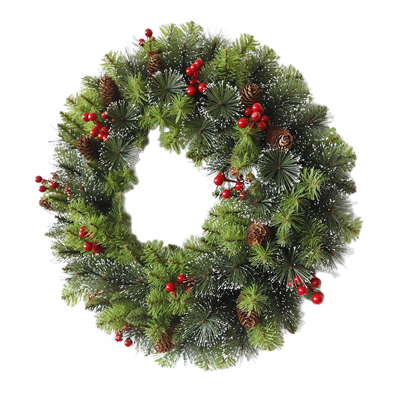 Artificial Wreath Christmas Ornament Wall Hanging for Door Window Party Xmas Decoration