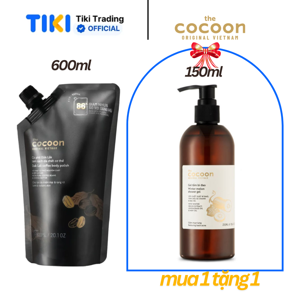 Tẩy da chết cơ thể cà phê Dăk Lăk  Cocoon - Túi refill 600ml