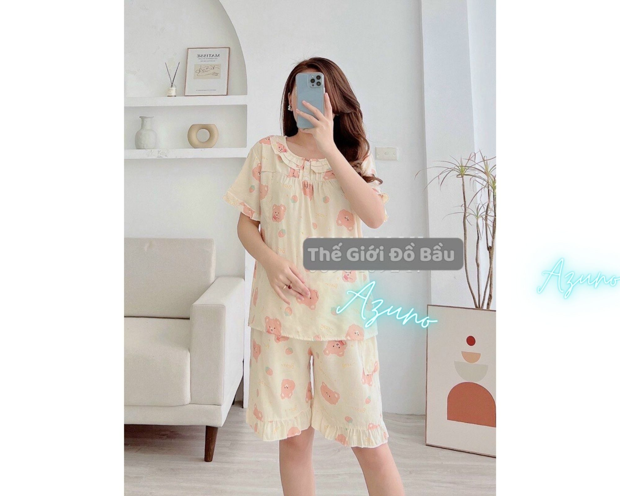 Đồ Bộ Bầu Và Sau Sinh Ngắn Tay Chất Liệu Đũi Hàn Cao Cấp Nhiều Màu Hoa Nhí Siêu Mát Nhẹ Tênh