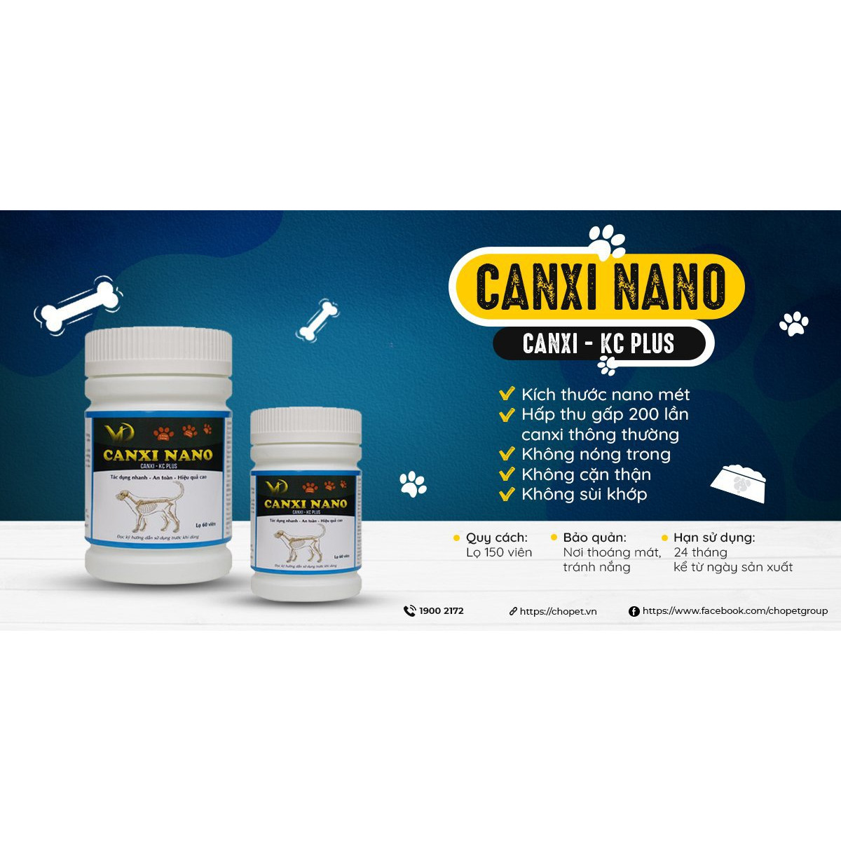 Viên Canxi nano dành cho chó mèo