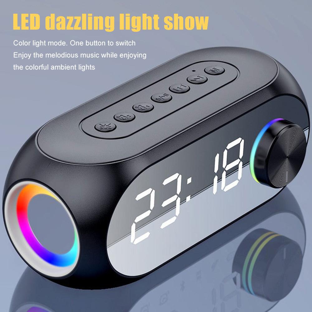 S8 Loa không dây Bluetooth tương thích Màn hình LED HD Loa Bass Âm thanh nổi Đồng hồ báo thức Đài FM Thẻ TF Phát nhạc Aux Color: Blue