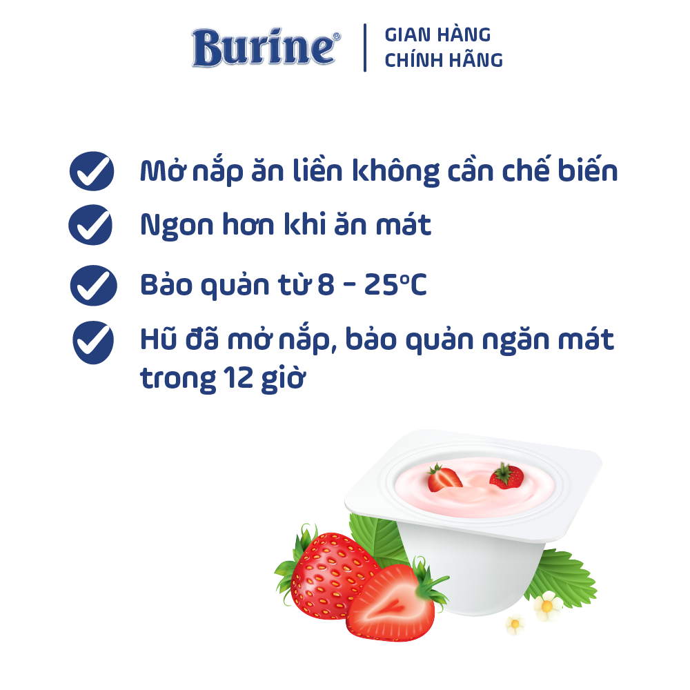 Pudding Ăn Dặm Burine Vị Dâu Dành Cho Bé Từ 6 Tháng Tuổi, Giúp Cung Cấp Vitamin, Dưỡng Chất, Bổ Sung Năng Lượng