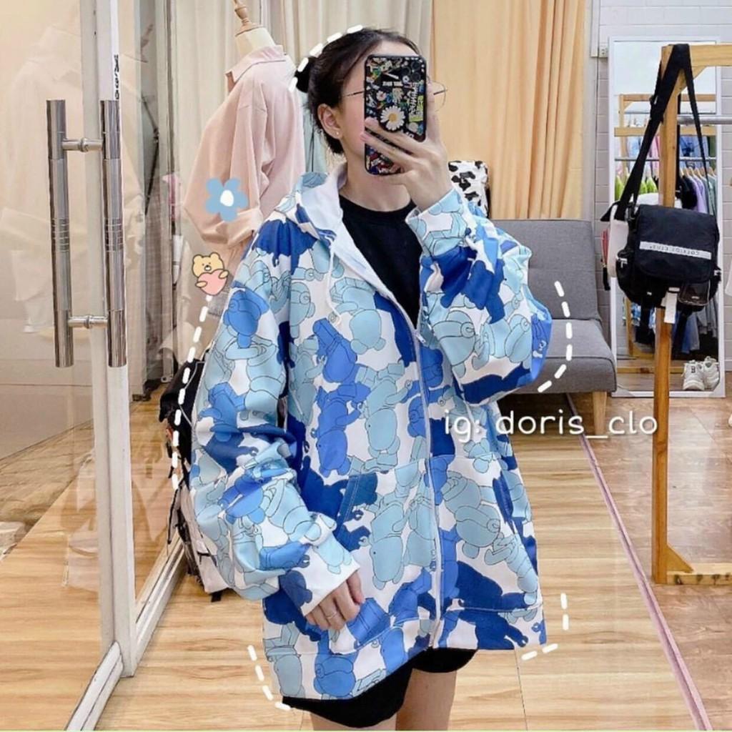 ÁO KHOÁC DÙ HOẠT HÌNH, ÁO KHOÁC DÙ UNISEX FROM RỘNG MANG PHONG CÁCH ULZZANG, ÁO KHOÁC CÓ MỦ, Áo khoác dù nam , áo khác dù nữ , áo khoác gió , áo khoác cặp đôi nam nữ mặc vải dù 2 lớp