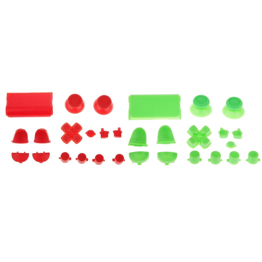 2 Set L2 R2 L1 R1 Grip Caps Buttons Mod For Sony PS4 Controller Green+Red