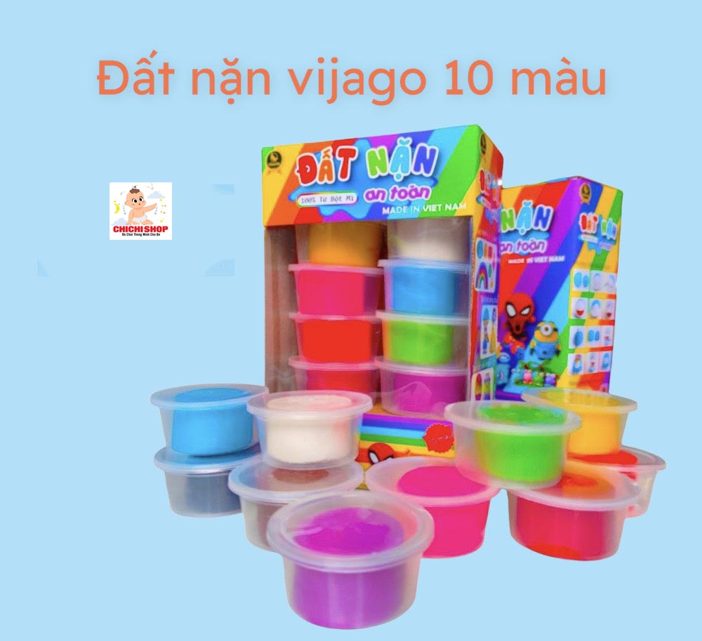 Đồ Chơi Thủ Công - Set 10 Hũ Đất Nặn Màu Sắc Tự Nhiên, Mùi Thơm Nhẹ Nhàng Có Hộp Đựng Tiện Lợi Hàng Việt Nam An Toàn Cho Bé Yêu