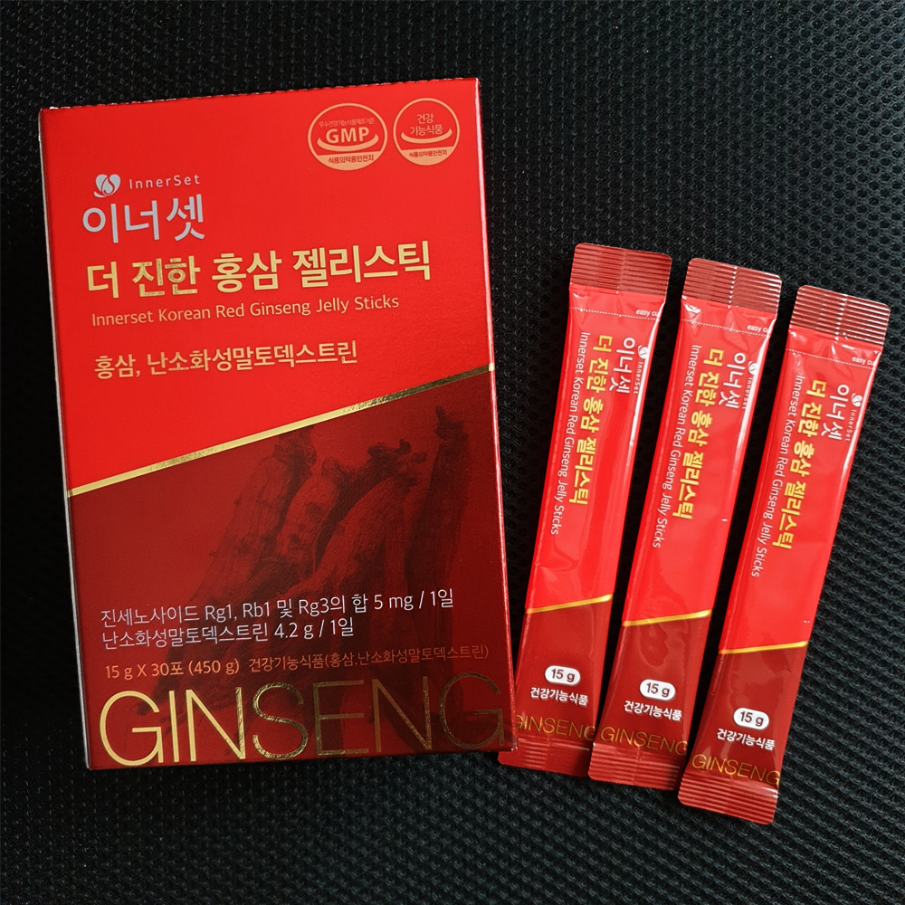 Thạch tinh chất hồng sâm 6 năm tuổi Hàn Quốc - Innerset Korean Red Ginseng Jelly Sticks 15g x 30 gói