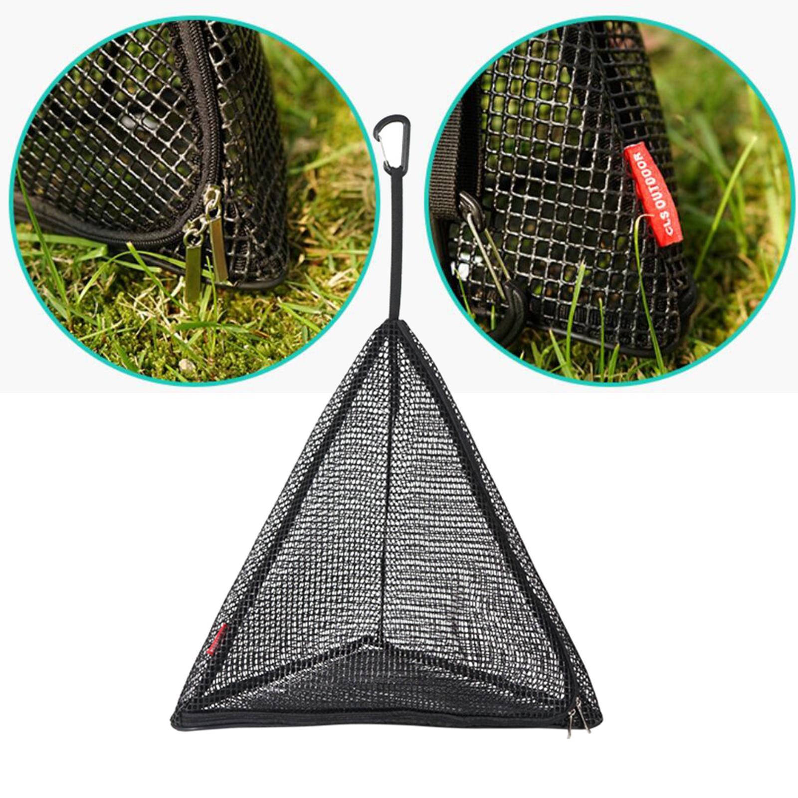 2x Portable Camping Dry Net Folding Triangle Hanging Mesh Foods Dish Dryer Rack Outdoor Picnic BBQ Grid Bag Shelf Storage Basket Tableware