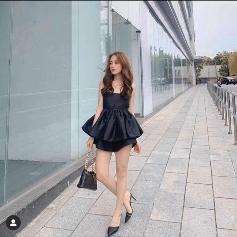 Set áo đan chéo sexy kèm quần lụa