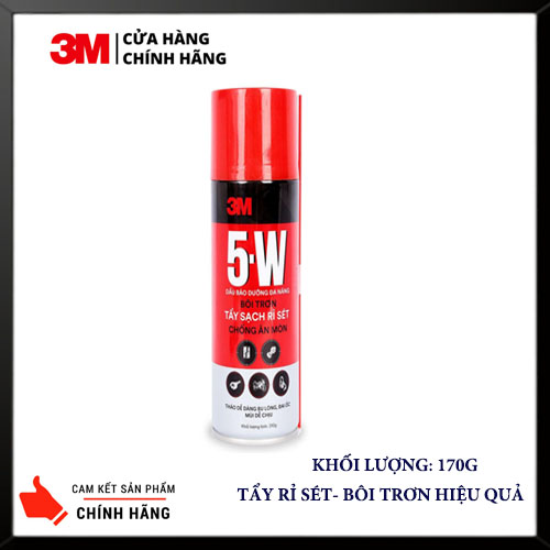 Chai Tẩy Rỉ Sét Và Bôi Trơn  3M 5-W - Hàng chính hãng - Tẩy sét, bôi trơn các loại ổ khóa, khe cửa lùa, đẩy nước ra khỏi ổ khóa xe, bugi, công tắc ôtô xe máy sau khi rửa xe, ngập nước.